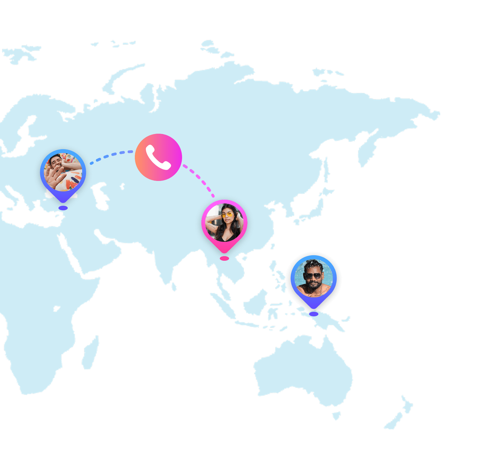 Chamet 1v1 video chat matching users worldwide on a map
